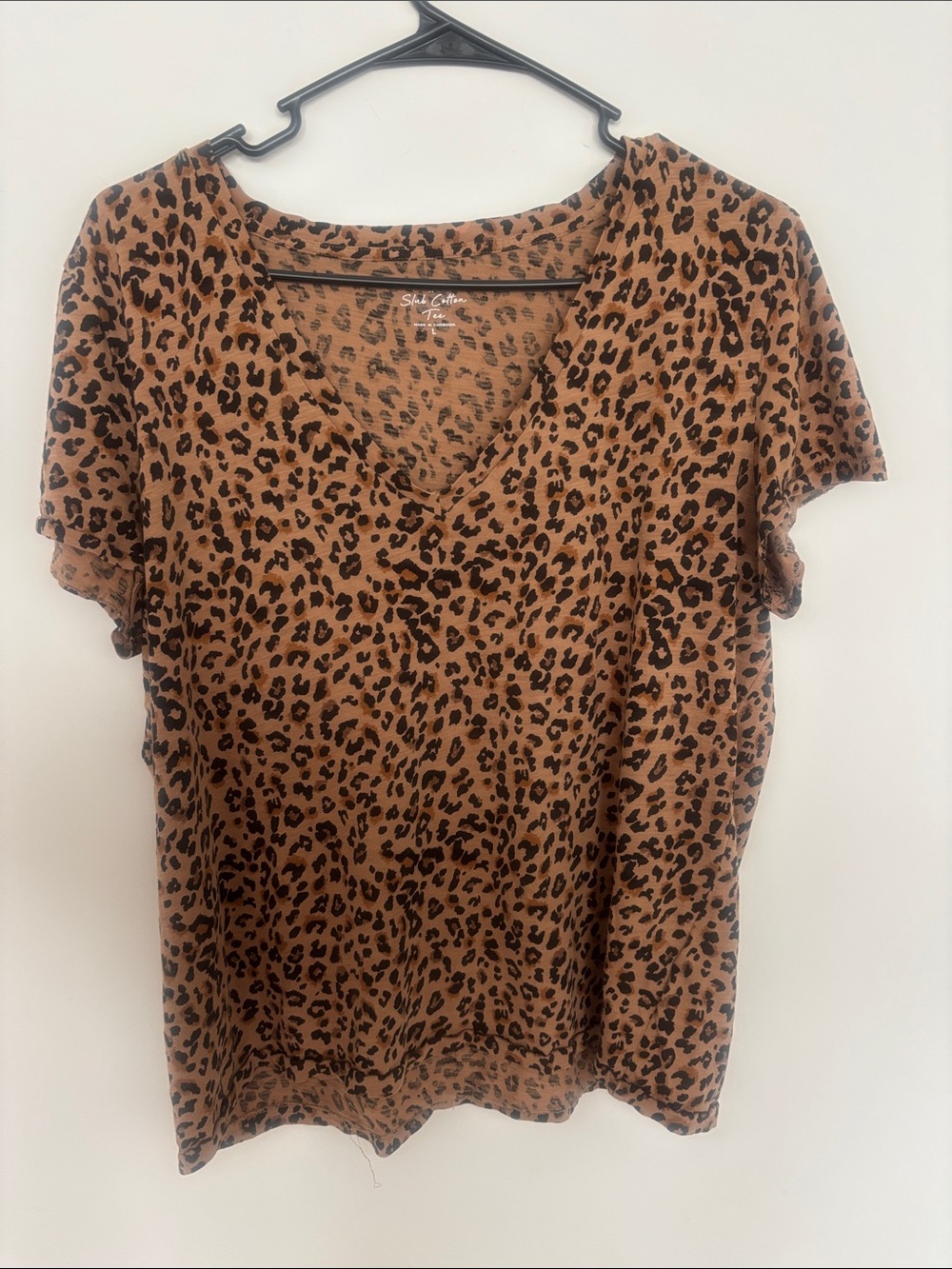 J. Crew Leopard Print V-Neck Tee - Brown/Black